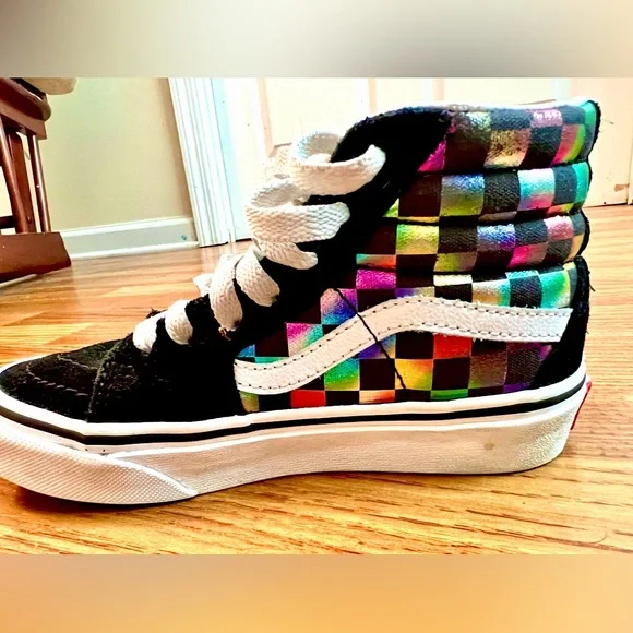 Shoes Girls Metallic Rainbow Checkered High Top Vans Poshmark